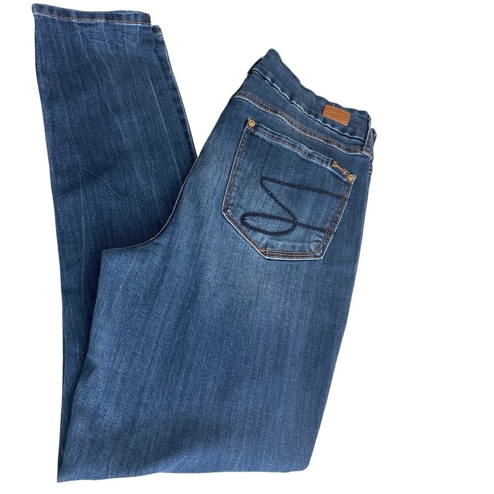 Seven7 Jeans Tummyless High Rise Skinny Medium Wash Color: Friday Size 12 - Picture 4 of 10
